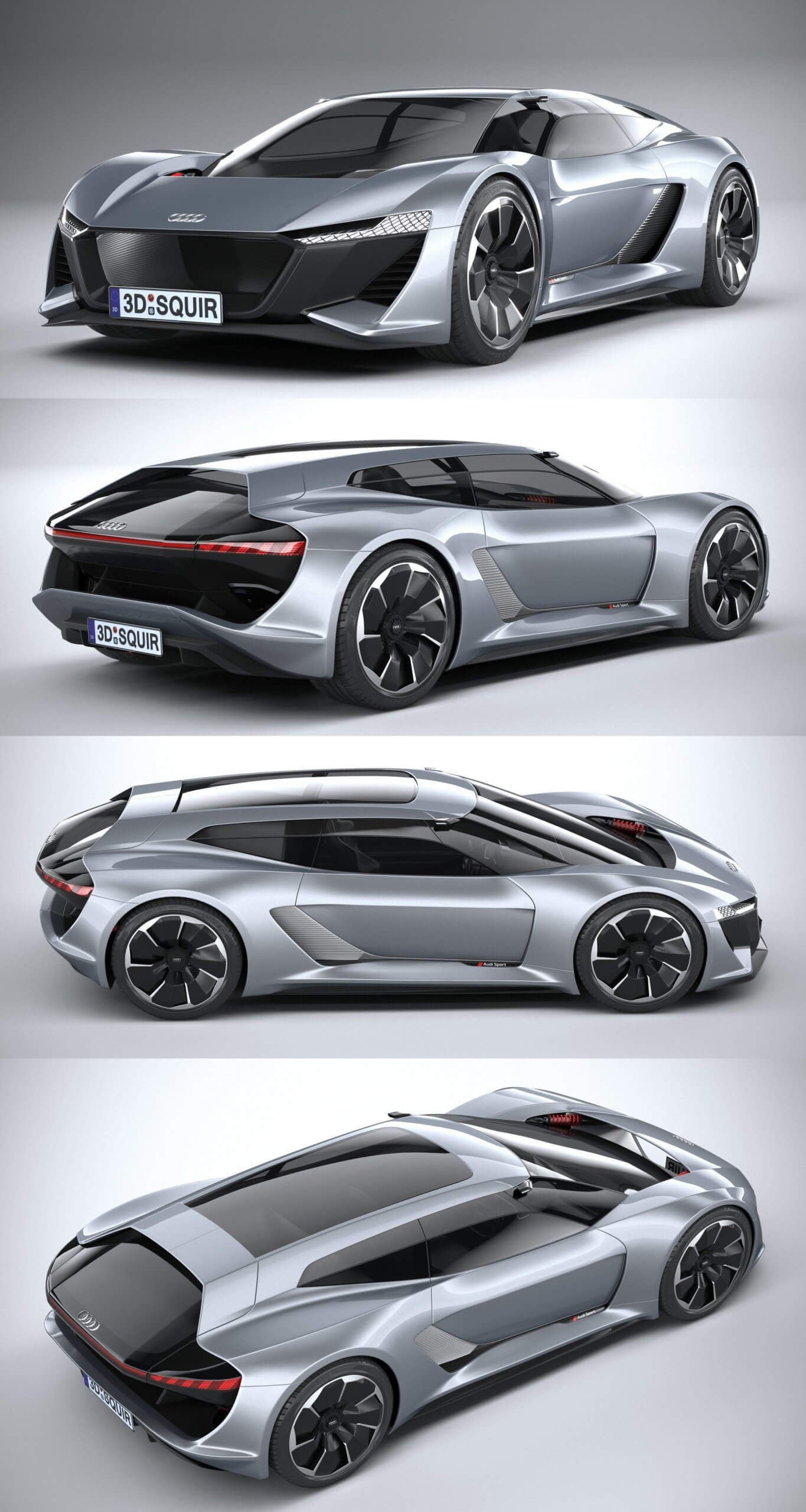 奥迪Audi PB18 E-Tron Concept概念车3D模型（OBJ,FBX,MAX）