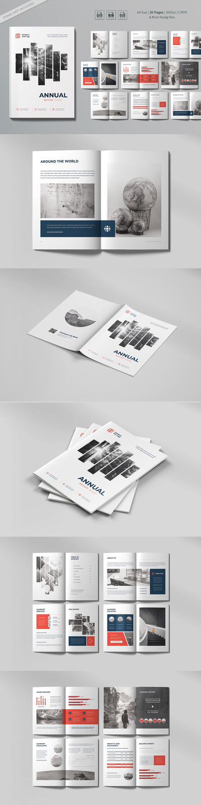 🔴高品质的专业年报画册品牌手册宣传册设计模板-AI, EPS, PSD