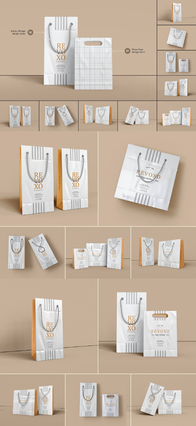 纸质购物袋礼品袋样机 (PSD,JPG)