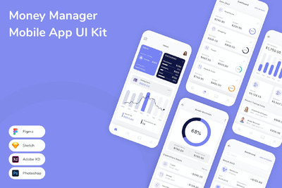 理财手机应用App UI Kit (SKETCH,FIG,XD,PSD)