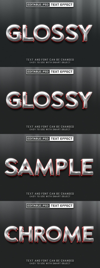 🔴逼真质感的时尚高端专业的高品质金属质感3D立体字字体设计图层样式-PSD