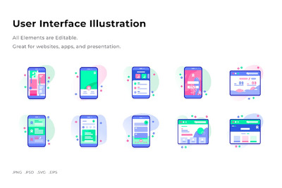 用户界面UI插画彩色图标素材 (PNG,PSD,SVG)