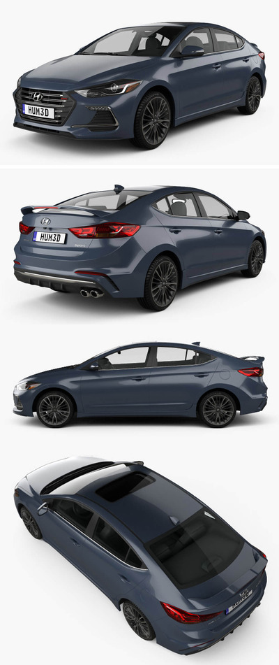 2017款现代Hyundai Avante Sport汽车3D模型（OBJ,FBX,MAX）