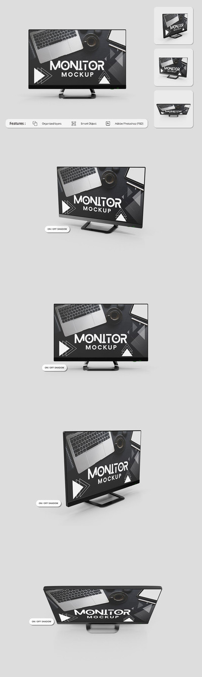 LED电视显示器样机模板 (PSD)