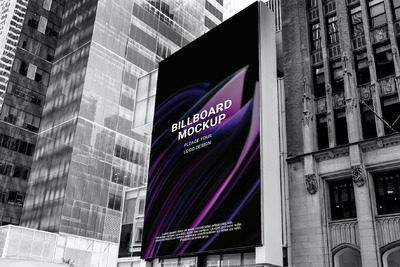 楼层外墙巨屏广告牌样机模板 (PSD,JPG)