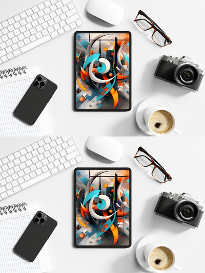 办公元素iPad平板电脑屏幕展示样机 (PSD)