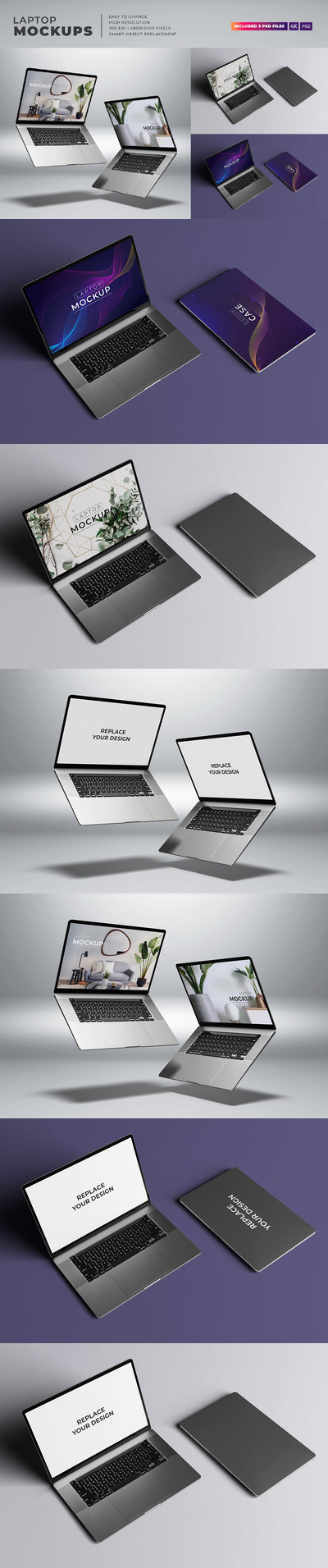 MacBook笔记本电脑UI展示样机 (PSD,JPG)