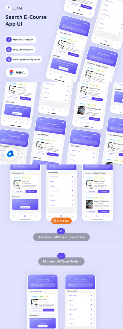 搜索在线课程应用APP UI KIT (FIG)
