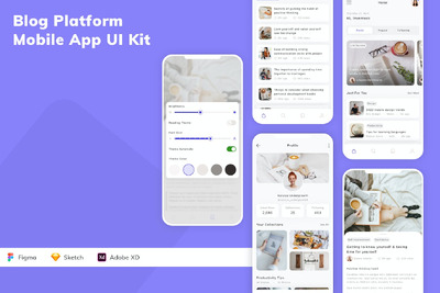 博客平台移动应用APP UI KIT (SKETCH,FIG,XD)