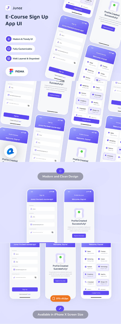 在线课程注册应用APP UI KIT (FIG)