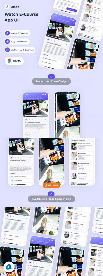 观看在线课程应用APP UI KIT (FIG)