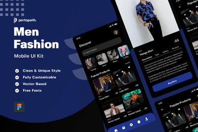男士时尚手机应用APP UI KIT (FIG)