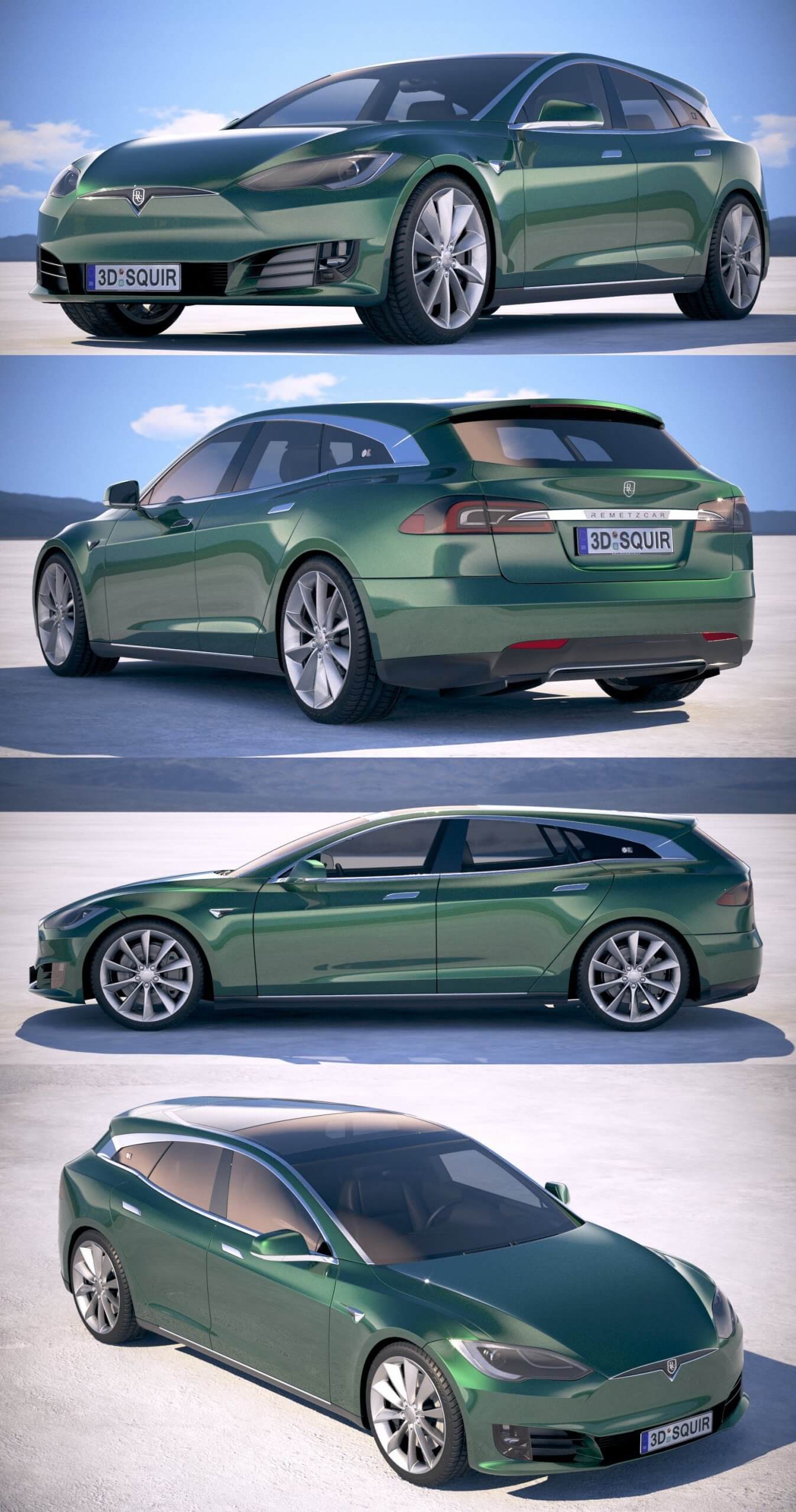 2019款Tesla Model S Shooting Brake特斯拉猎装版旅行汽车3D模型（OBJ,FBX,MAX）