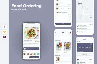 订餐手机应用APP UI KIT (SKETCH,FIG,XD)