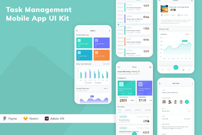 任务管理移动应用APP UI KIT (SKETCH,FIG,XD)