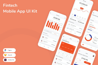 金融科技移动应用APP UI KIT (SKETCH,FIG,XD)