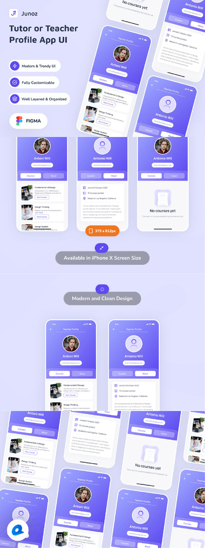 导师或教师档案应用APP UI KIT (FIG)