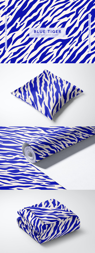 蓝色虎皮矢量图案 (AI,EPS,JPG,SVG)