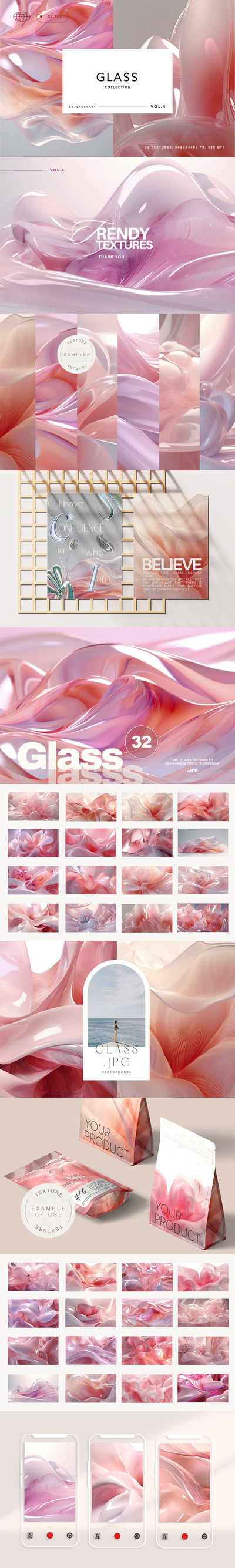 🔴清新时尚高端玻璃质感液体背景底纹纹理大集合