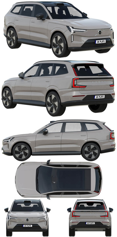 Volvo EX90电动SUV汽车3D模型（OBJ,FBX）