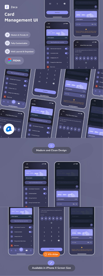 Zeca-卡管理应用APP UI KIT (FIG)