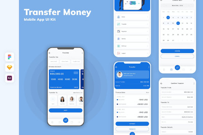 转账移动应用APP UI KIT (SKETCH,FIG,XD)