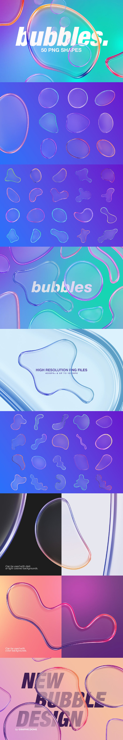 🔴50个时尚高端绚丽的透明气泡背景底纹纹理集合（png）