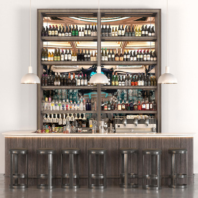 摆满酒的酒吧吧台3D模型（FBX,MAX）