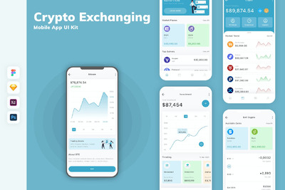 加密货币交换移动应用APP UI KIT (SKETCH,FIG,XD,PSD)