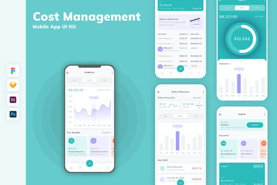 成本管理移动应用APP UI KIT (SKETCH,FIG,XD,PSD)