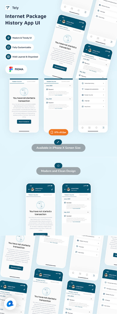 互联网套餐历史应用App UI Kit (FIG)