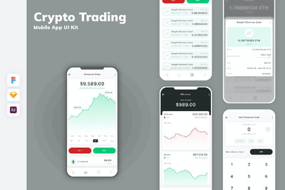 加密交易移动应用App UI Kit (SKETCH,FIG,XD)