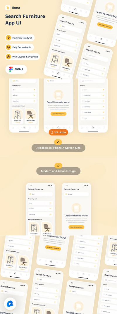 搜索家具应用App UI Kit (FIG)