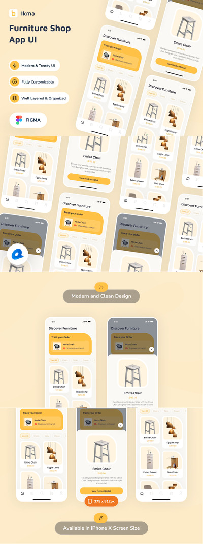 家具店应用App UI Kit (FIG)