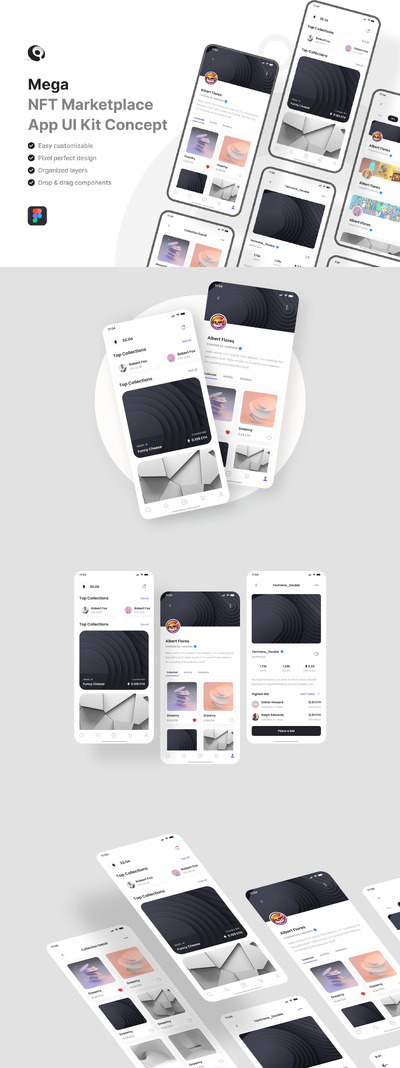 NFT市场移动应用App UI Kit (FIG)