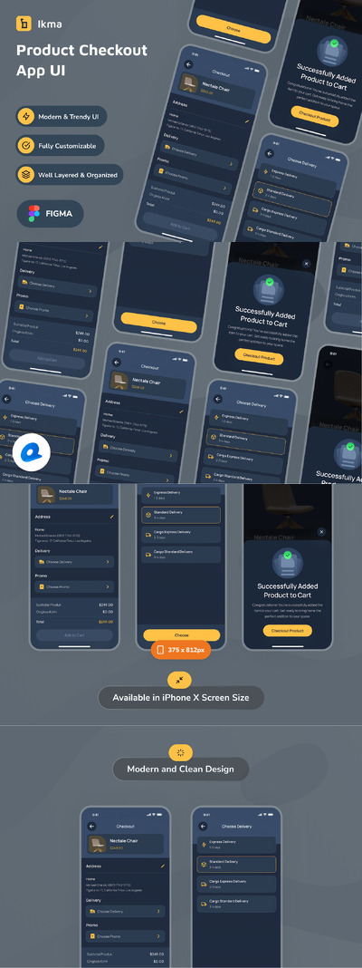 产品结账暗模式应用App UI Kit (FIG)