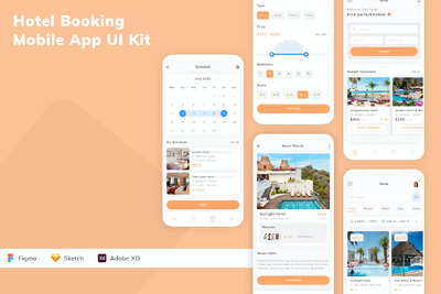 酒店预订手机应用App UI Kit (SKETCH,FIG,XD)