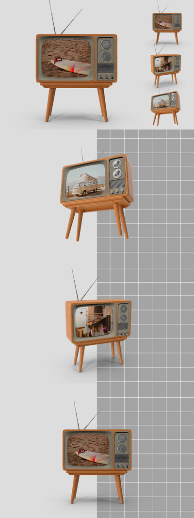 经典复古天线电视TV样机 (PSD)