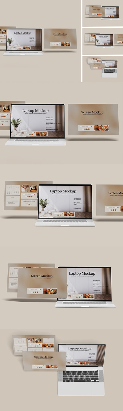 🔴时尚高端高品质的笔记本电脑屏幕UI设计样机展示模型mokcups