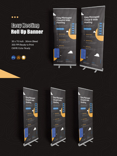 🔴简约时尚多用途的高品质X展架易拉宝门型架设计模板-AI, EPS, PSD