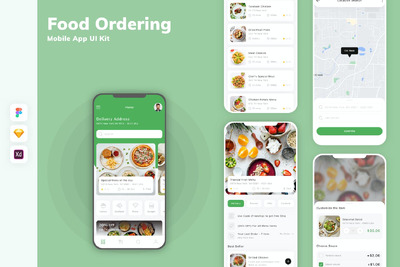 订餐手机应用App UI Kit (SKETCH,FIG,XD)