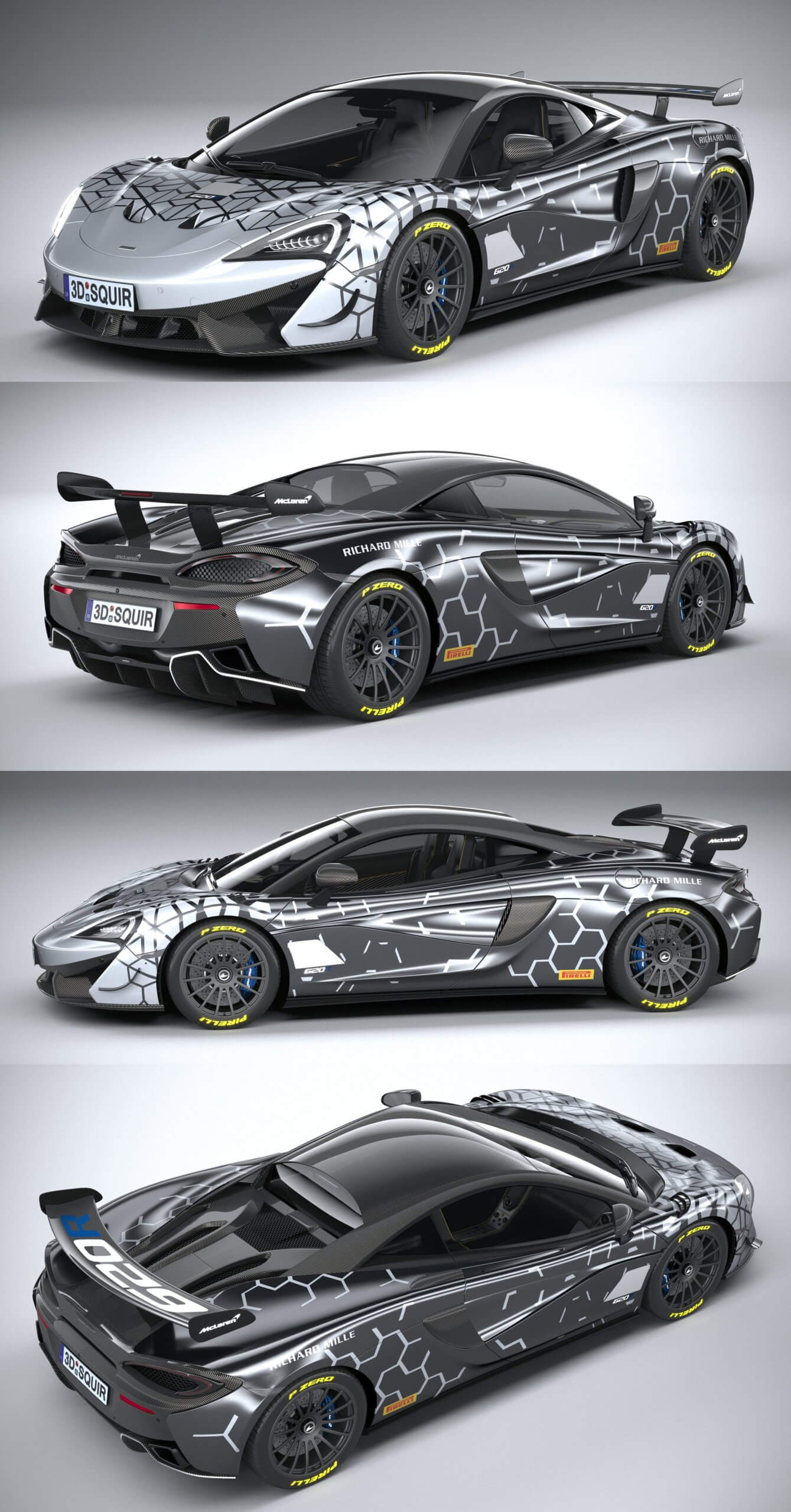 2020款迈凯伦McLaren 620R赛车3D模型（OBJ,FBX,MAX）