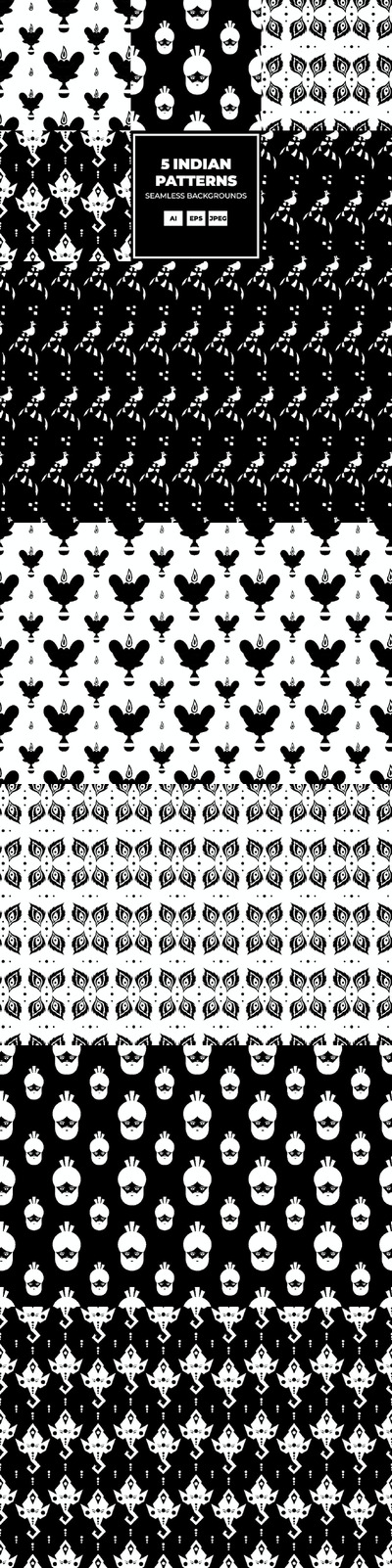 印度背景矢量图案 (AI,EPS,JPG)