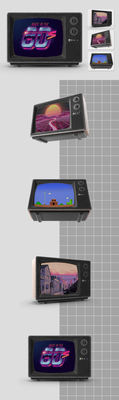 老式旧电视屏幕展示样机 (PSD)