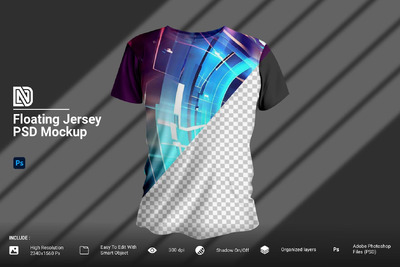 运动球衣T恤服装设计样机 (PSD,JPG)