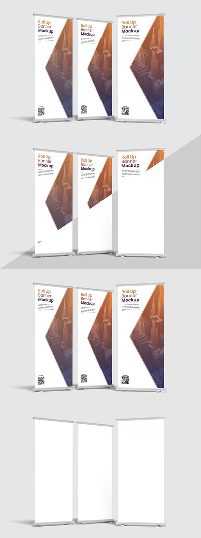 海报广告易拉宝样机模板 (PSD)