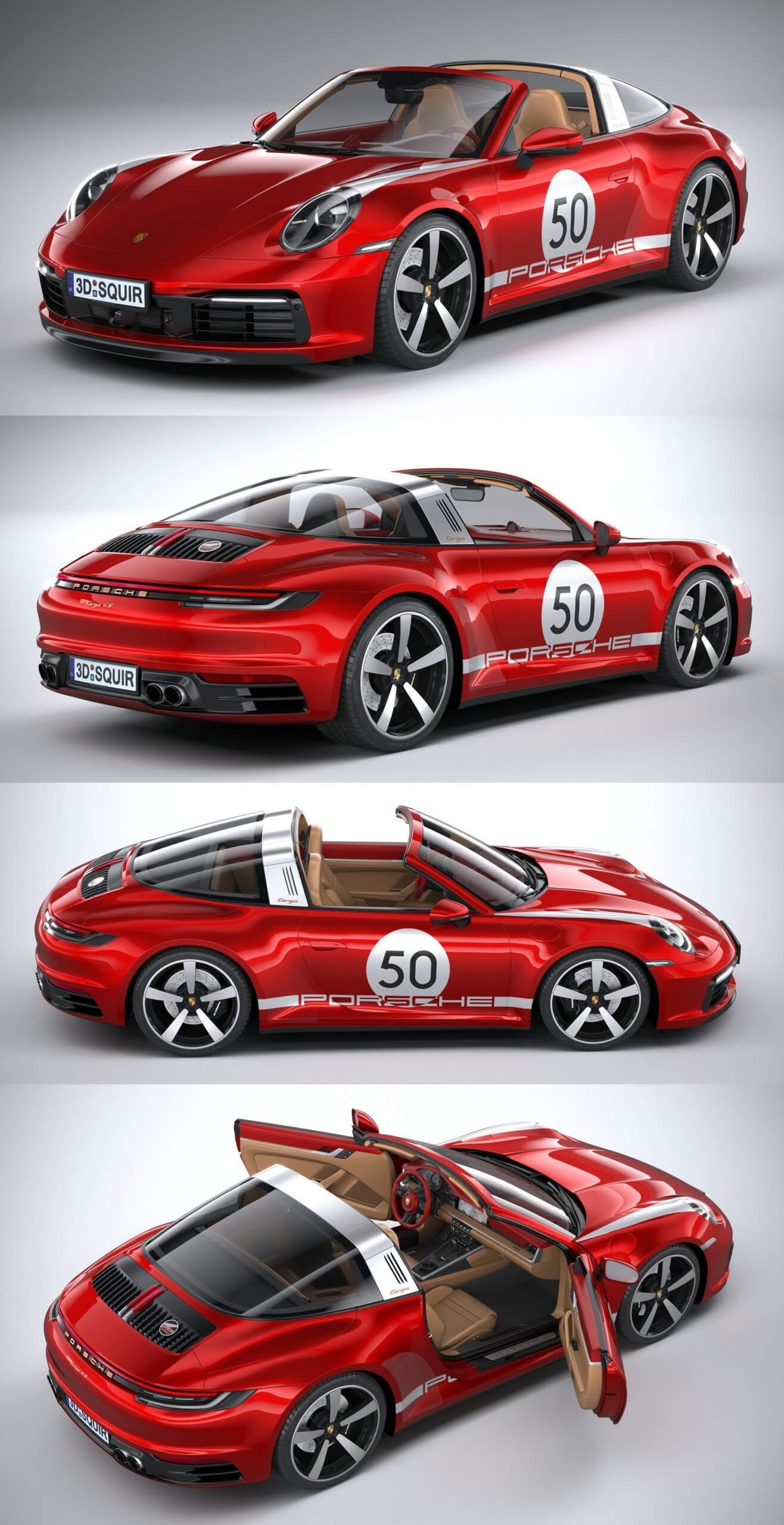 2021款保时捷Porsche 911 Targa 4S heritage跑车3D模型（OBJ,FBX,MAX）
