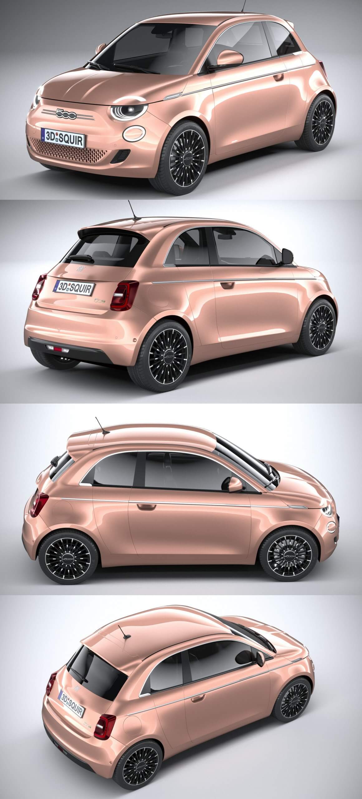 2021款菲亚特Fiat 500 31小型汽车3D模型（OBJ,FBX,MAX）