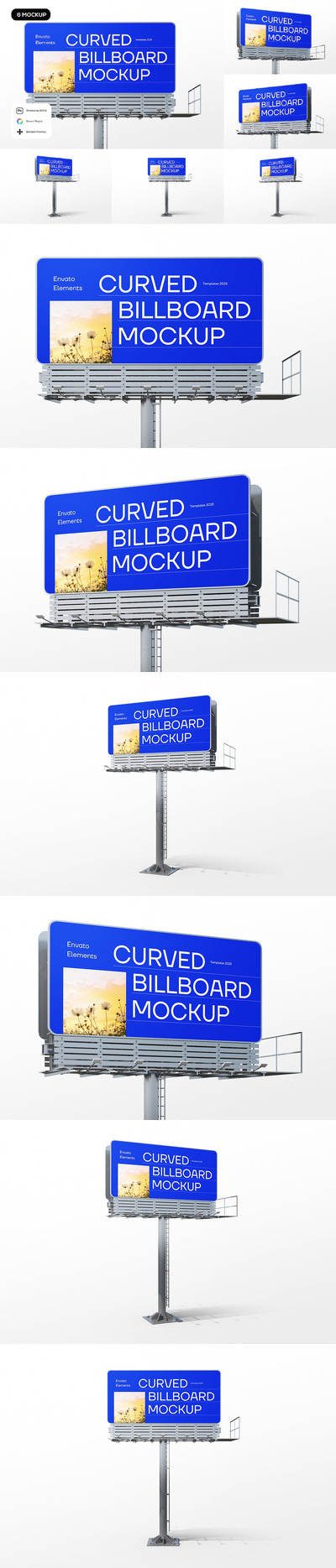 圆角矩形广告牌广告展示样机 (PSD)