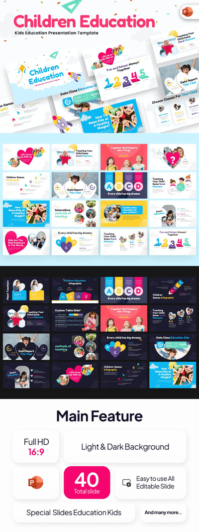 儿童教育 PPT模板 (PPTX)